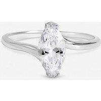 Inicio Sterling Silver Plated Cubic Zirconia Navette Engagement Ring - Gift Pouch