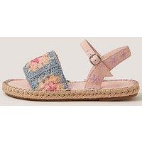 Monsoon Girls Pastel Crochet Espadrille Sandals - Multi