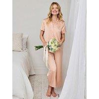 Chelsea Peers Satin Scallop Edge Long Pyjama Set - Soft Rose