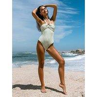 Chelsea Peers Wavy Stripe Swimsuit - Blue & Yellow