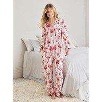 Chelsea Peers Organic Cotton Flamingo Stripe Print Long Pyjama Set