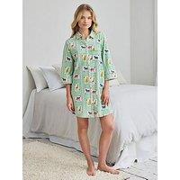 Chelsea Peers Organic Cotton Playing Card Animals Print Nightshirt
