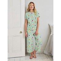 Chelsea Peers Organic Cotton Playing Card Animals Print Long Pyjama Set