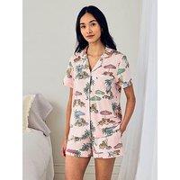 Chelsea Peers Tencel Modal Lounging Leopards Print Short Pyjama Set