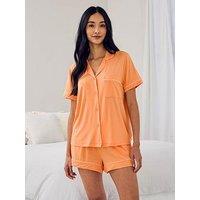 Chelsea Peers Tencel Modal Button Up Short Pyjama Set - Orange