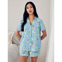 Chelsea Peers Organic Cotton Tennis & Cocktails Print Short Pyjama Set