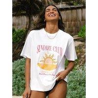 Chelsea Peers Organic Cotton Embroidered Sundaze Club T-Shirt - White
