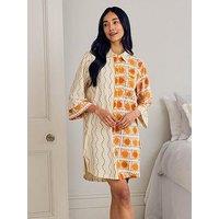 Chelsea Peers Organic Cotton Sunshine Tile Print Nightshirt - Print