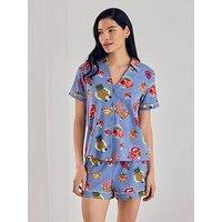 Chelsea Peers Organic Cotton Fruit Party Print Button Up Short Pyjama Set - Print