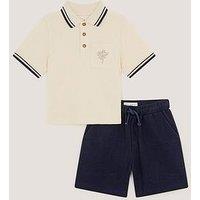 Monsoon Boys Contrast Jersey T-Shirt & Shorts Set - Beige