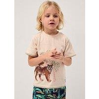 Monsoon Boys Palm Tiger Embroidered T-Shirt - Cream