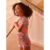 Monsoon Girls Tropical Swirl Upf Swimsuit - Orange