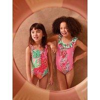 Monsoon Girls Vintage Floral Swimsuit - Pink