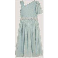 Monsoon Girls Amalthea 1 Shoulder Pearl Dress - Light Green