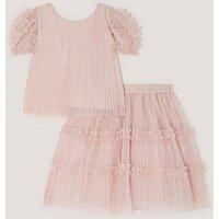 Monsoon Girls Pleated Ruffle Set - Pink
