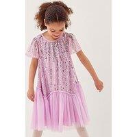 Monsoon Girls Elena Sequin Cap Sleeve Dress - Light Purple