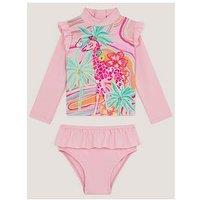Monsoon Baby Girls Giraffe Mini Me 2 Piece Swim Set - Pink
