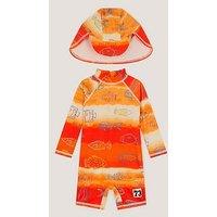 Monsoon Boys Ombre Fish Upf50+ Swimsuit - Orange