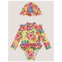 Monsoon Baby Girls Upf Sunsafe With Hat - Yellow