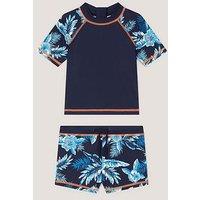 Monsoon Boys Tropical Bird 2 Piece Rash Vest Set - Navy