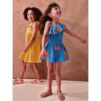 Monsoon Girls Vintage Flower Playsuit - Blue