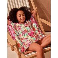 Monsoon Girls Vintage Floral Print Kaftan - White
