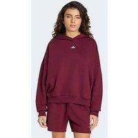 Adidas Sportswear Womens 3 Stripe Fleece Hoodie - Red