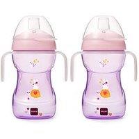 Mam Fun To Drink Cup 270Ml & Glow Handles - Pink 2 Pack