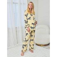 Chelsea Peers Maternity Classic Long Button Up Pyjama Set - Yellow