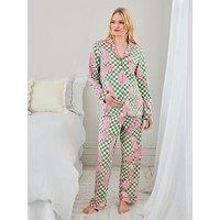 Chelsea Peers Maternity Classic Long Button Up Pyjama Set - Green