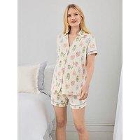 Chelsea Peers Maternity Short Sleeve Revere And Short Set, Organic Cotton - White