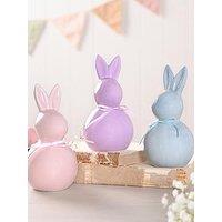 Set Of 3 Pastel Ceramic Bunnies