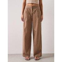 Mango High-Waist Straight Trousers - Brown
