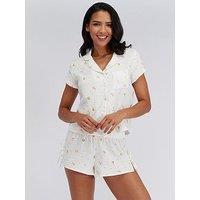Boux Avenue Lemon Cotton Short Pyjama Set - Ivory Mix