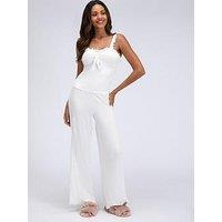 Boux Avenue Frill Rib Pyjama Set - Ivory
