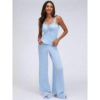 Boux Avenue Frill Rib Pyjama Set - Cornflower Blue