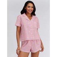 Boux Avenue Stripe Lemon Cotton Short Pyjama - Fuchsia Mix