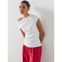 Mango Asymmetric Ruched Top - White