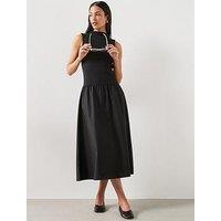Mango Contrast-Bodice Dress - Black