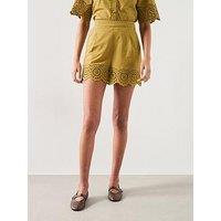 Mango Embroidered Co-Ord Openwork Shorts - Green
