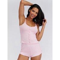 Boux Avenue Rib Button Through Cami Set - Pink