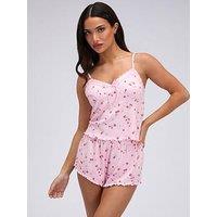 Boux Avenue Wild Strawberry Rib Cami Set - Pink Mix