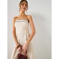 Mango Linen Bandeau Jumpsuit - Beige