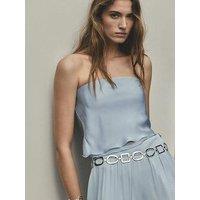 Mango Strapless Top Co-Ord With Ruffles - Blue