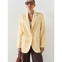 Mango Linen Suit Jacket - Yellow