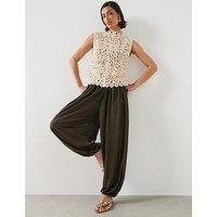 Mango Mid-Rise Harem Pants - Khaki