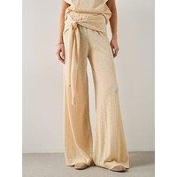 Mango Fine Knit Co-Ord Trousers With Knot Detail - Ecru