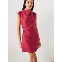 Mango Asymmetrical Draped Short Dress - Red