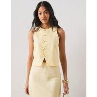 Mango Linen Toggle Co-Ord Waistcoat - Yellow