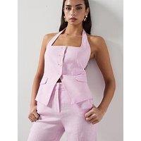 Mango Linen Suit Waistcoat - Pink